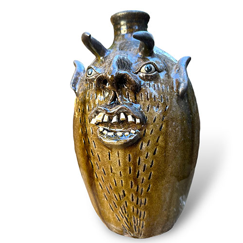 Michael Ball Wood Fired 10.5" Devil Face Jug DP4575